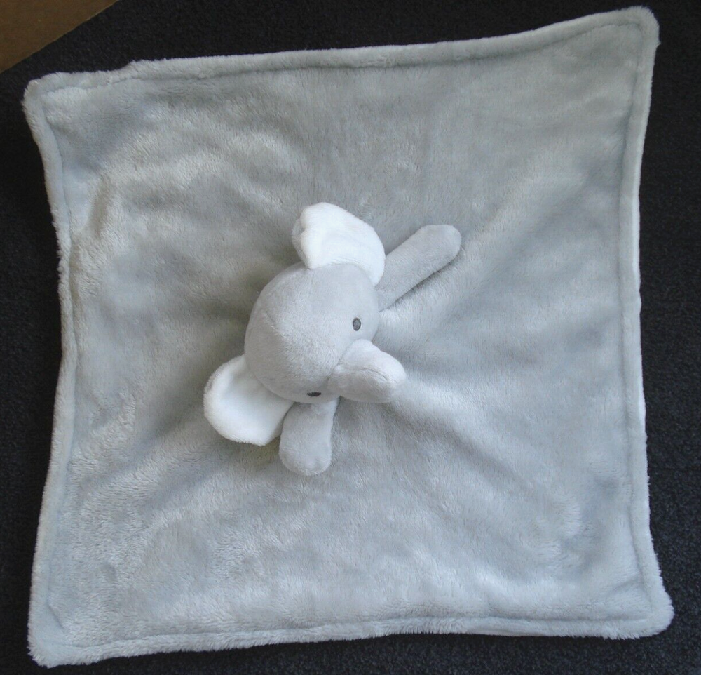 Carter's Gray White Plush Elephant Security Blanket