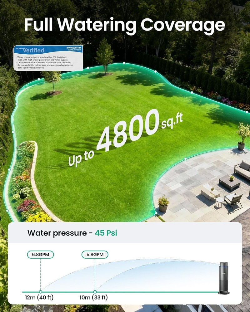 Aiper IrriSense 2 Smart Sprinkler Irrigation System, App Control Multi Zone Map