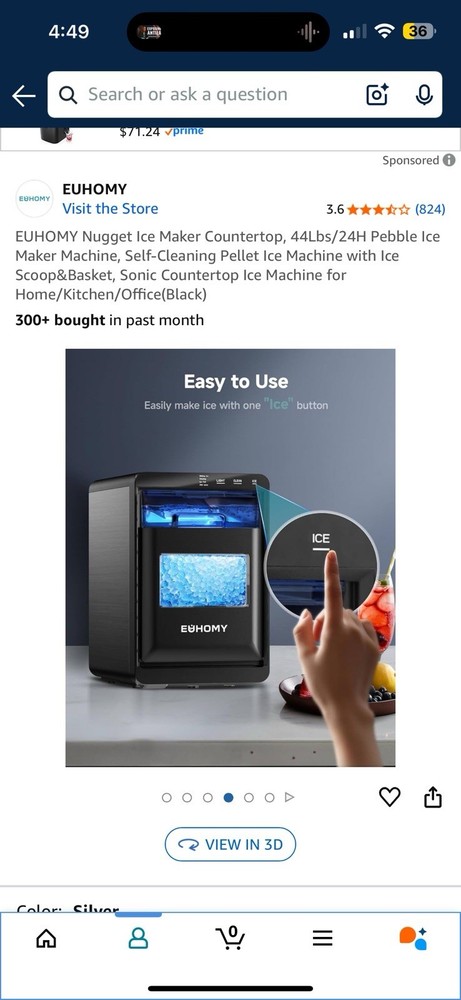 NEW. 🧊 Euhomy Nugget Ice Maker – Open Box, Tested & Working (Black)