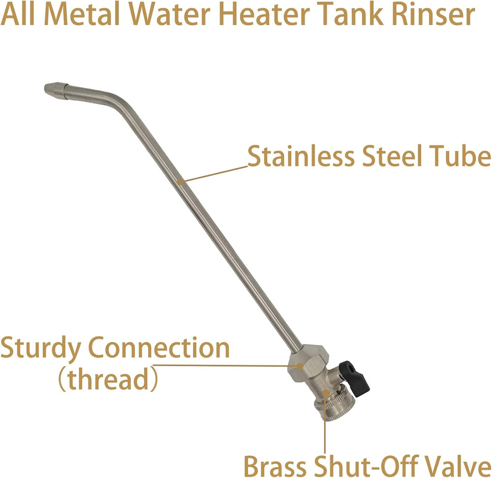 All Metal RV Water Heater Tank Rinser | RV Hot Water Tank Flush Wand | Cleanses