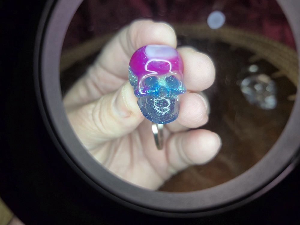 Resin Skull Keychains Brightly Colored , Comes in Multiple Designs