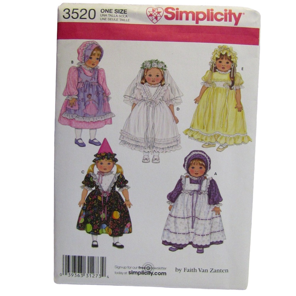 Simplicity Craft 3520 Pattern 18" Doll Clothes  Uncut