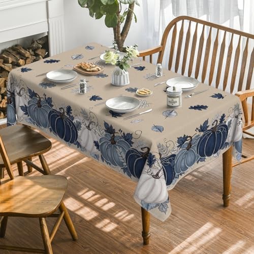 Fall Tablecloth 60×84 Inch Rectangular, Autumn 60" x 84" (Rectangular) Beige