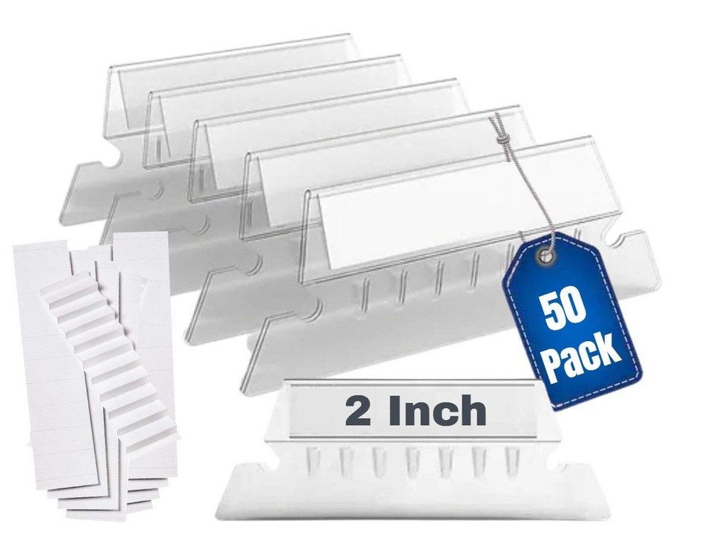 File Folder Tabs and Inserts, Plastic Clear Tabs, and Inserts 2" x 5/8", Plas...