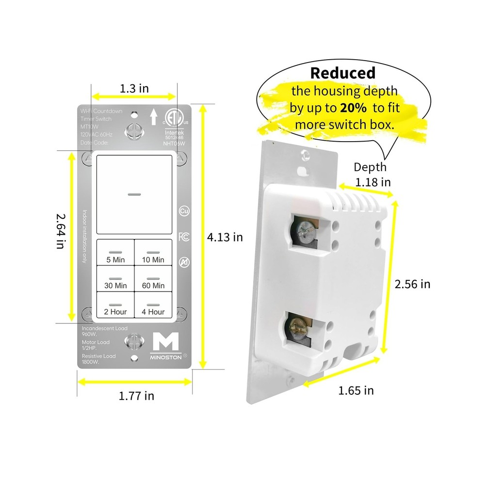 Minoston WiFi Timer Switch - Smart Countdown Timer, 5-15-30 Minutes... Fast Ship