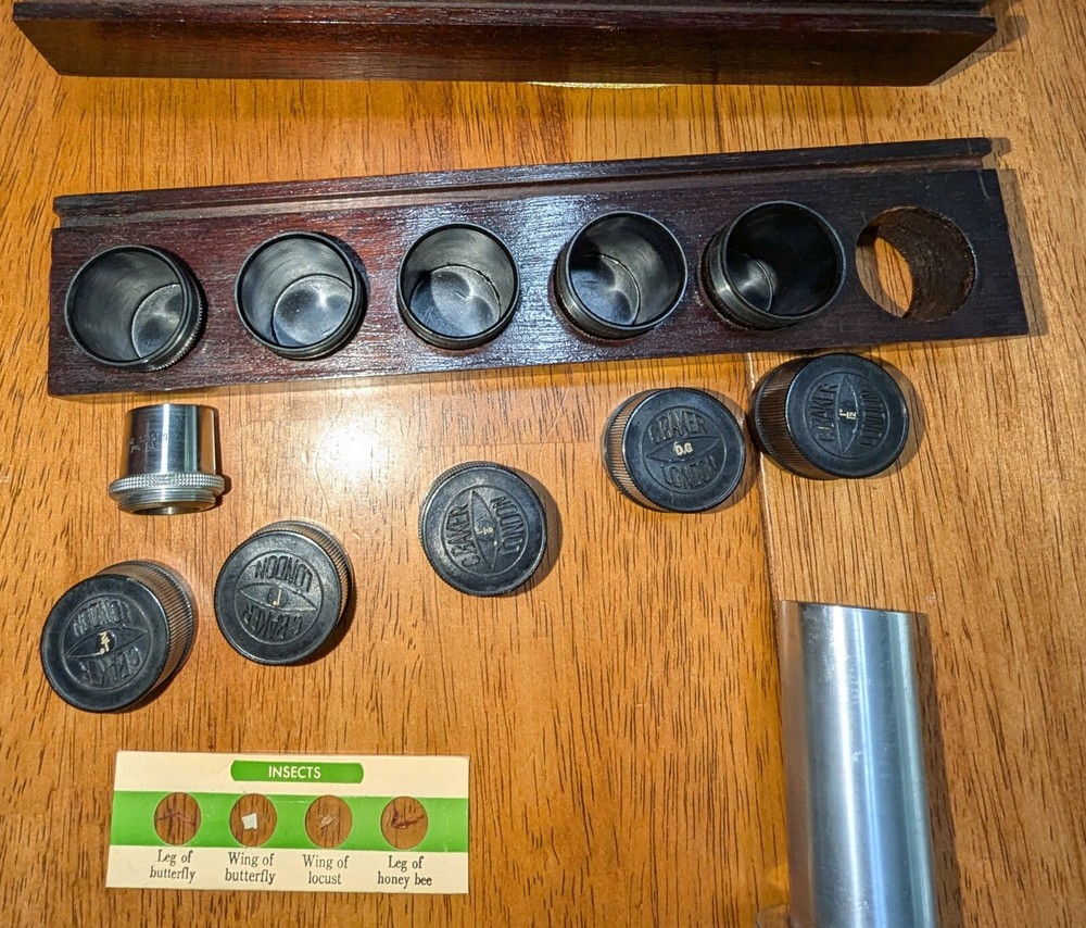 Antique C BAKER London Precision Microscope Complete Set Binocular NICE Loaded