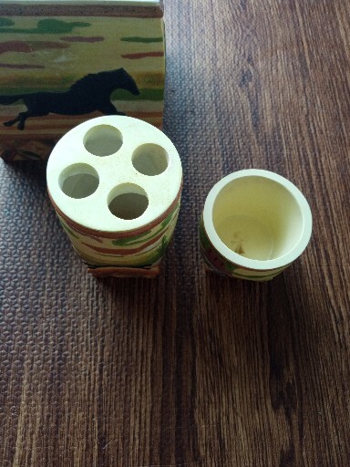 Donna Sharp Tissue Box Toothbrush Holder & Cup Horses Country