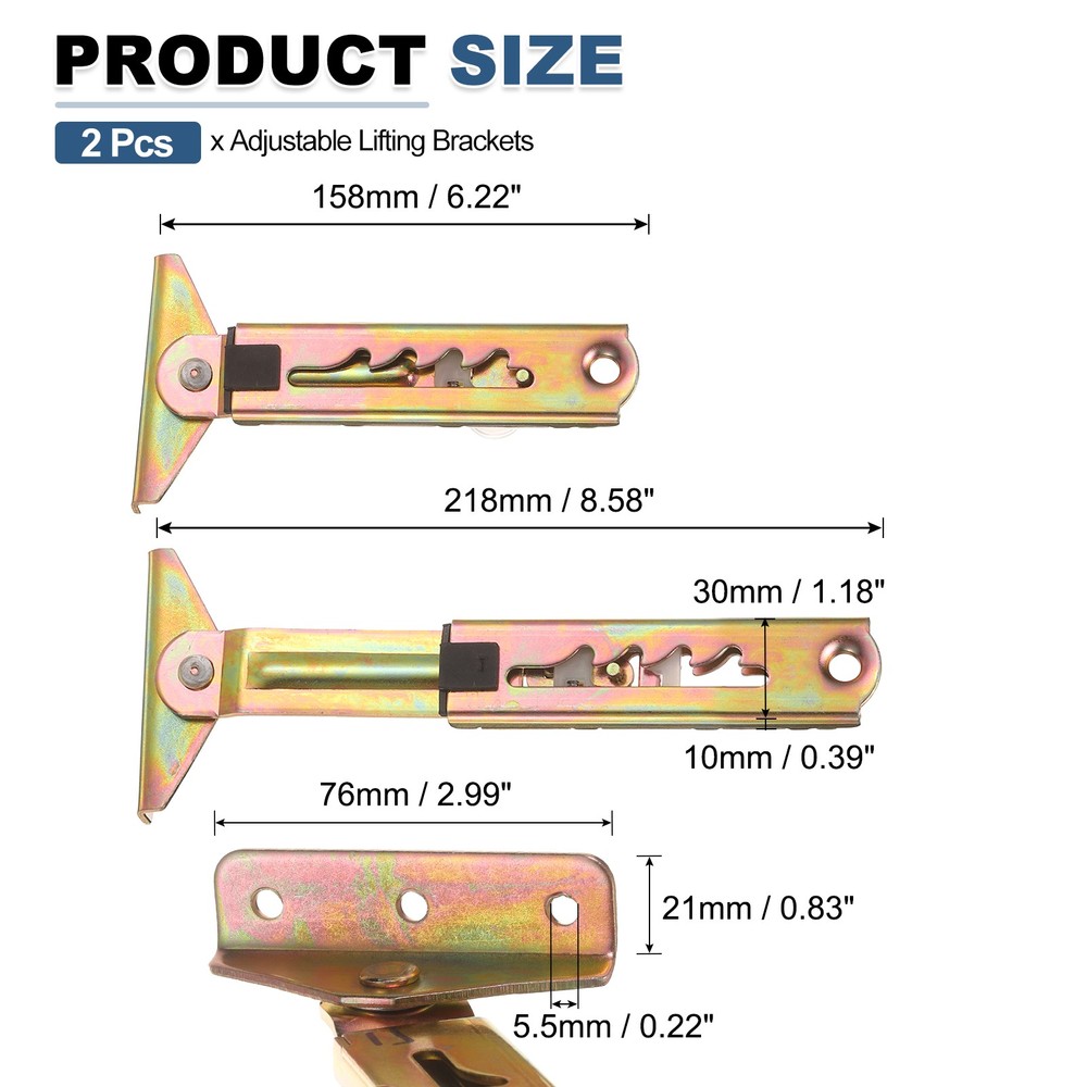 2Pcs 4-Gear Adjustable Angle Hinge, Triangle Single End Color Zinc