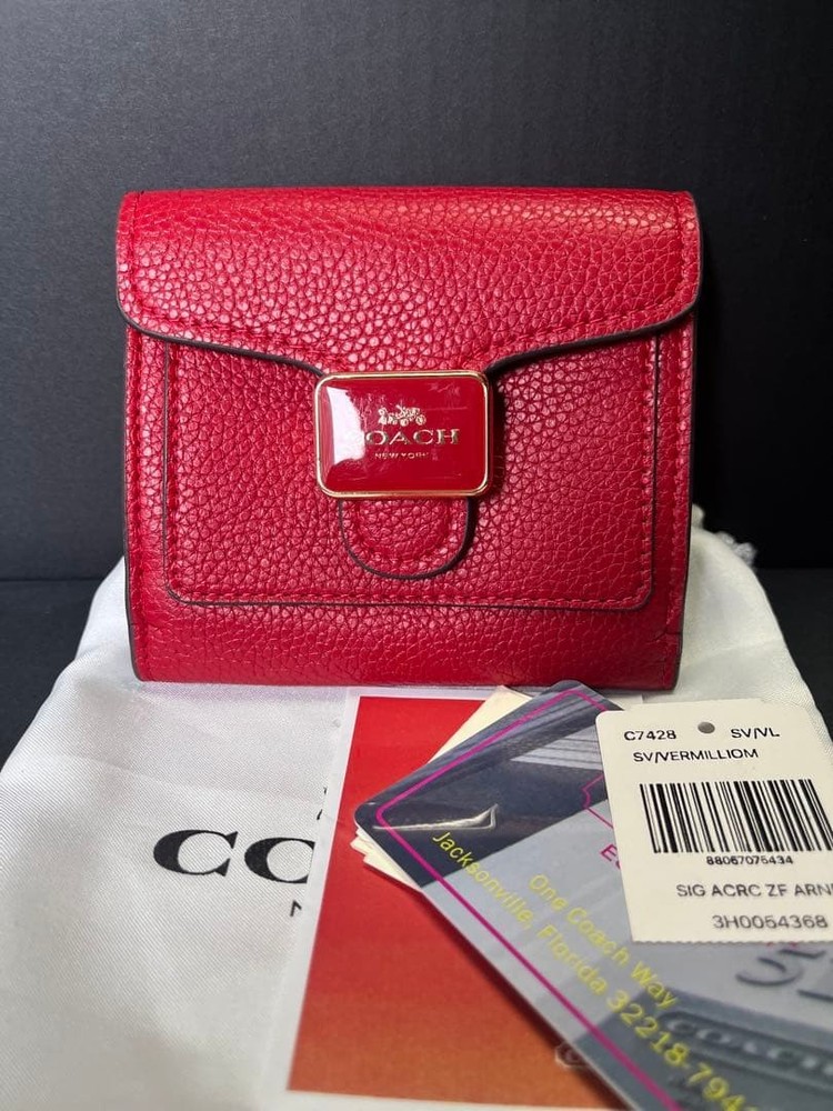 New COACH Red Bi-Fold Wallet