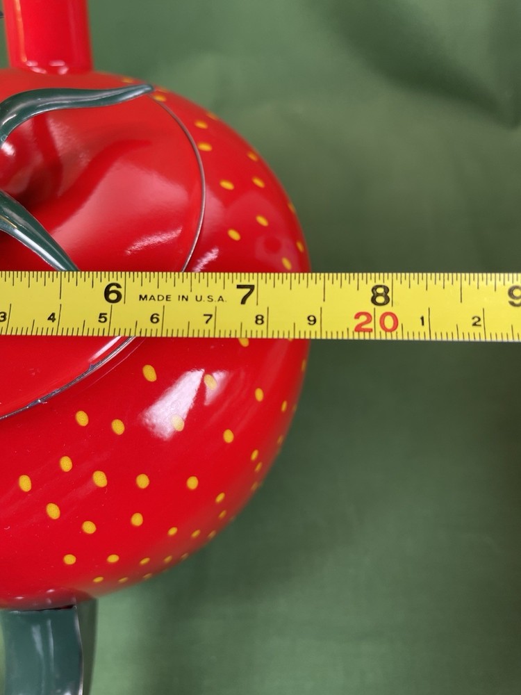 Vtg COPCO ENAMELWARE STRAWBERRY 2.5 Quart - Tea Kettle *Missing Whistle Cap*