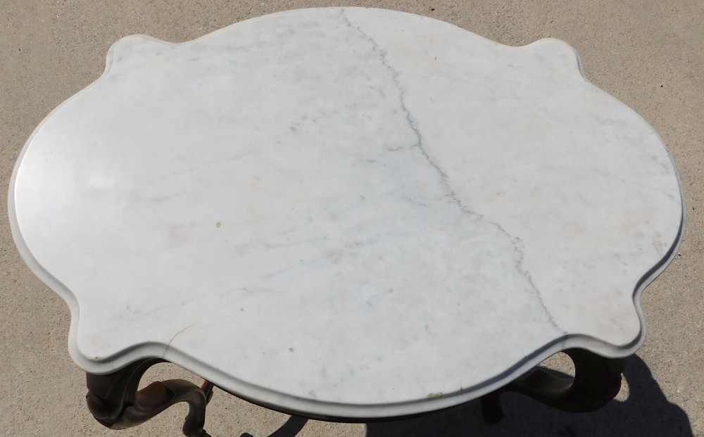 Walnut Victorian Marble Top Table circa 1860