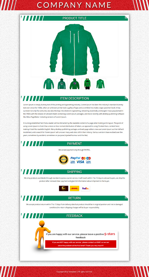 eBay Templates, Auction Mobile Responsive html Templates 2019 Ready for Cloths