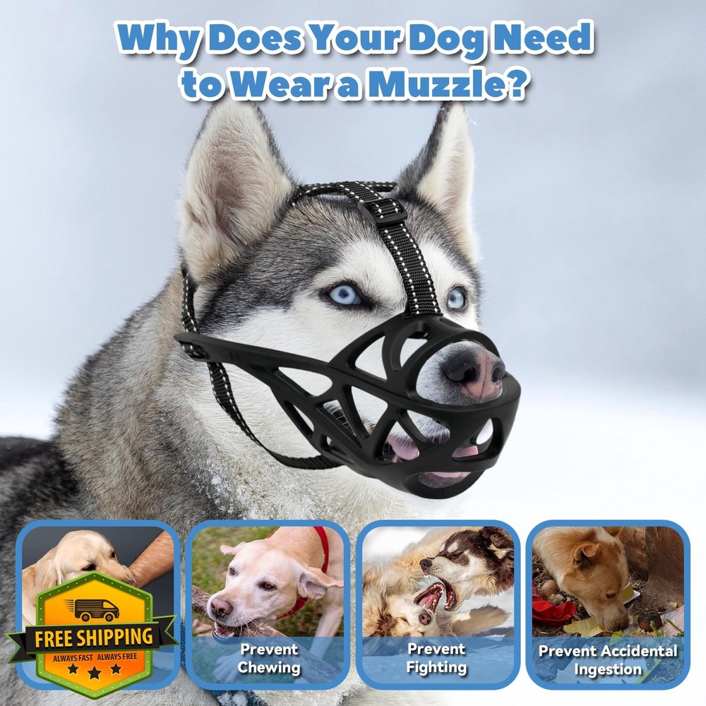 YunoEntona Dog Muzzle Small Black Breathable Long Nose