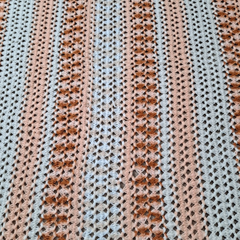 Large 92x55 Handmade Afghan- White, Rust, BisqueThrow Blanket