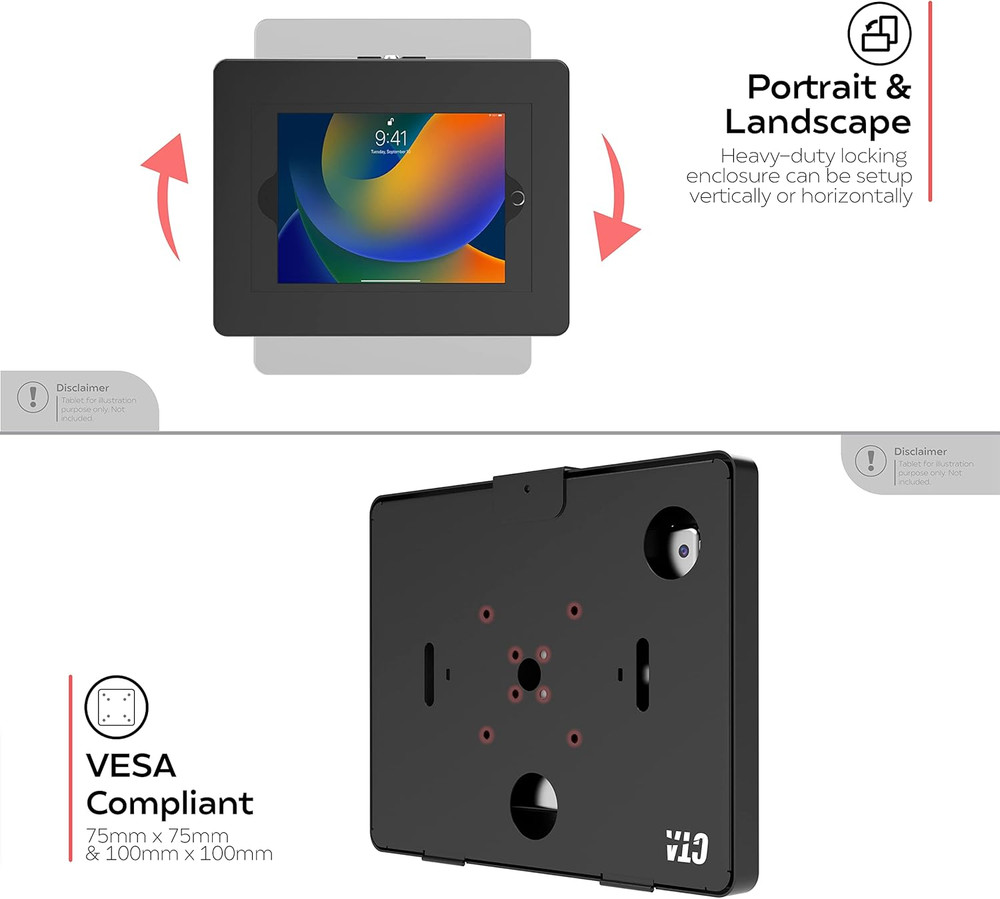 Anti-Theft Locking Wall Mount for iPad & Tablets - Black