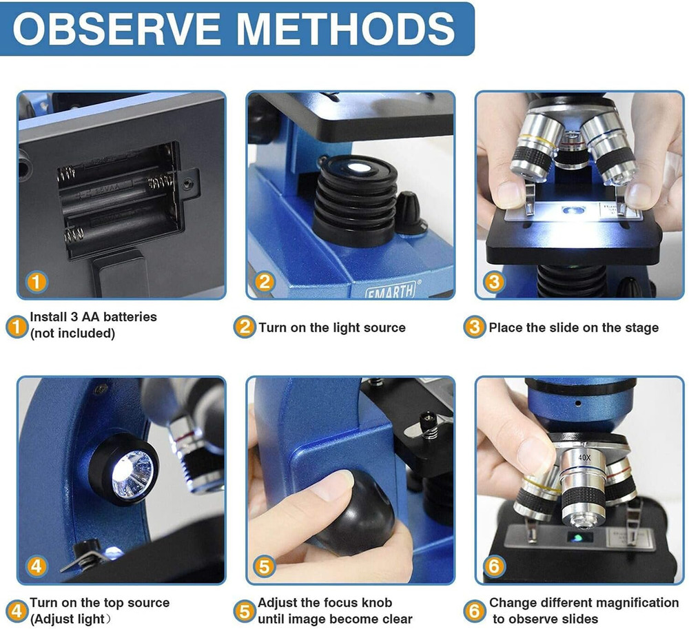 Microscope for Kids Beginners Children Student, 40X- 1000X Compound Microscopes