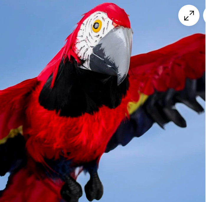 Large Lifelike Artificial 39" Wide Feathered Macaw Parrot