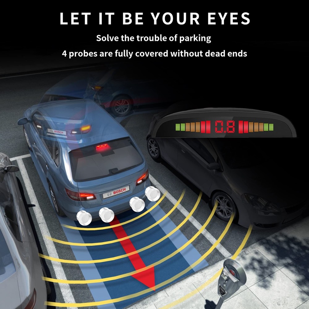 Car Auto Vehicle Reverse Backup Sensor System with 4 Parking Sensor... Fast Ship