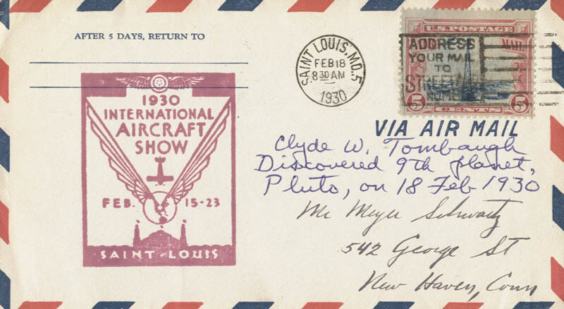 CLYDE WILLIAM TOMBAUGH - COMMEMORATIVE COVER SIGNED