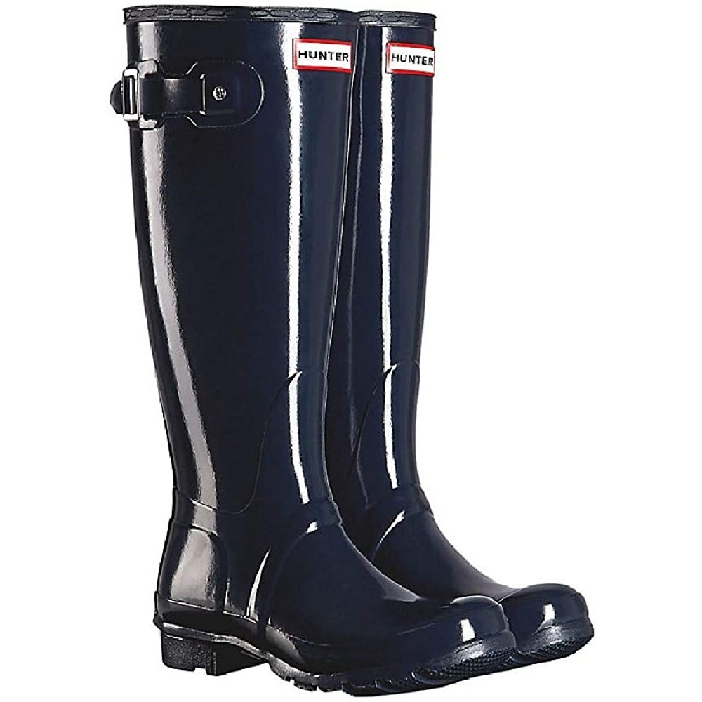 HUNTER Size 6 Melody Blue Original Back Adjustable Gloss Rain Boots LM1-21