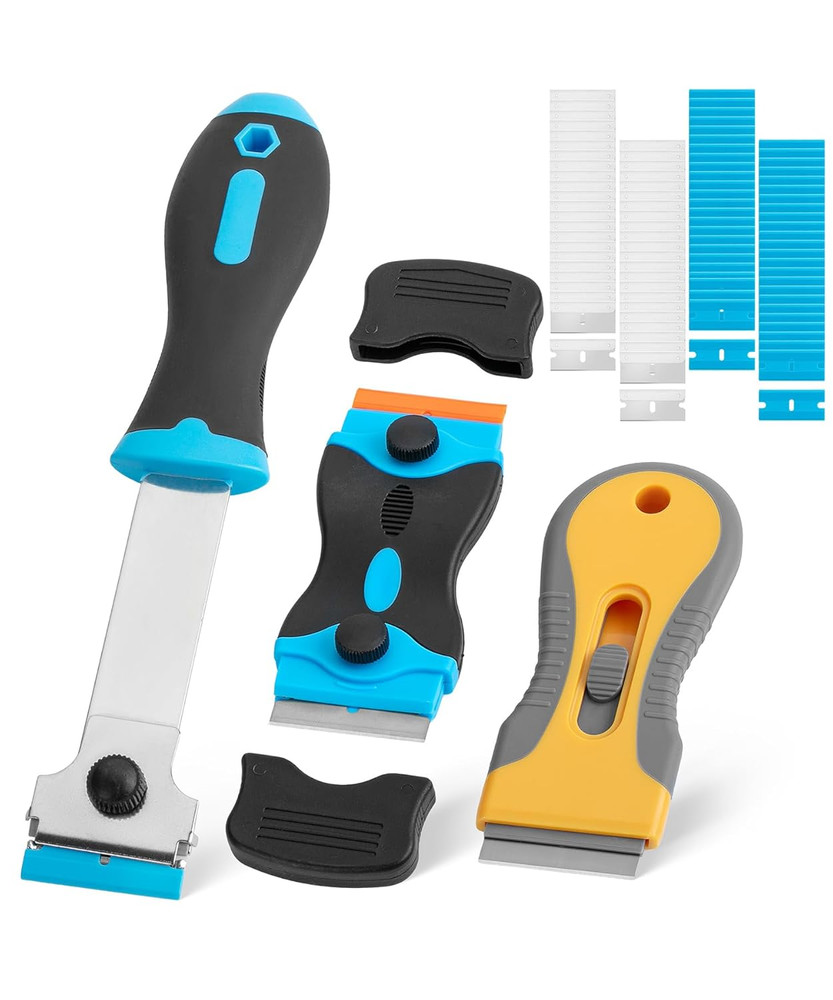 3-Pack Razor Blade Scraper Set w/ 80 Blades – Paint, Window & Sticker Tool