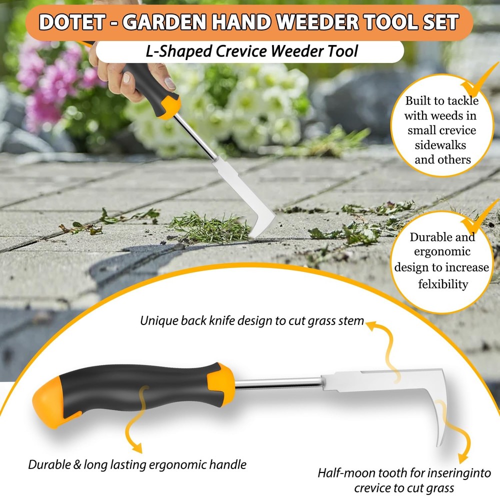 Garden Uprooting Weeding Tools - 3 Pack Hand Held Weeder Puller Tool Set, Rub...