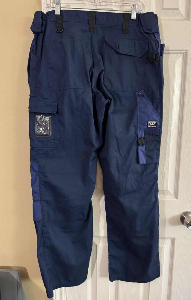 Wenaas Work Pants – Blue – Size Large (Fits Like Medium) – Cargo & Tool Pockets