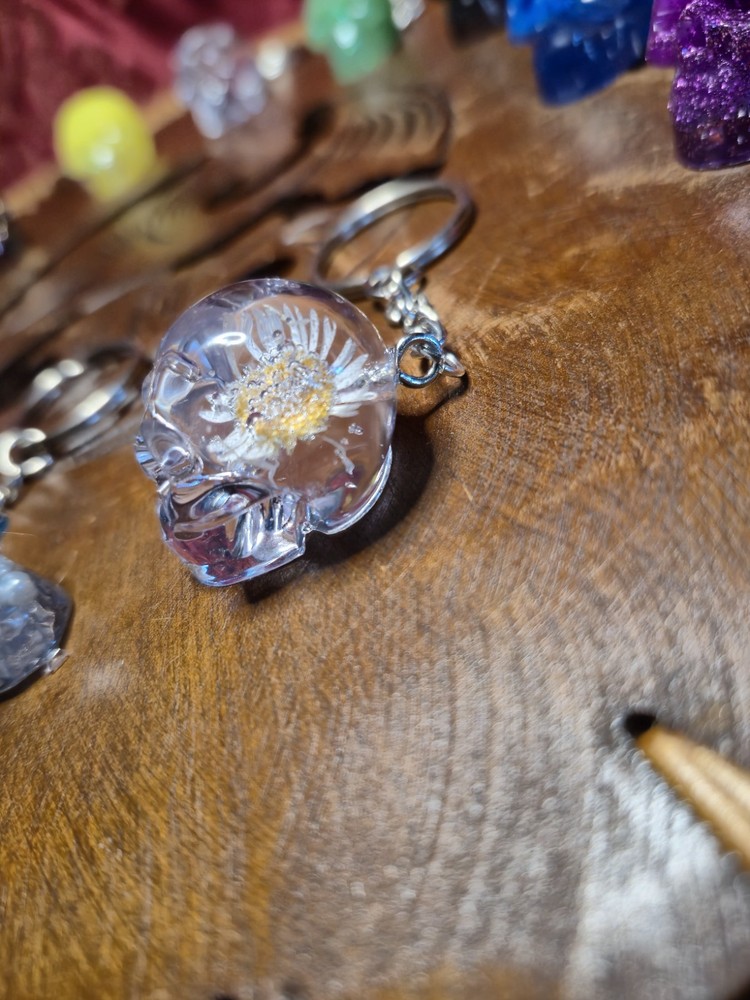 Resin Skull Keychains Brightly Colored , Comes in Multiple Designs