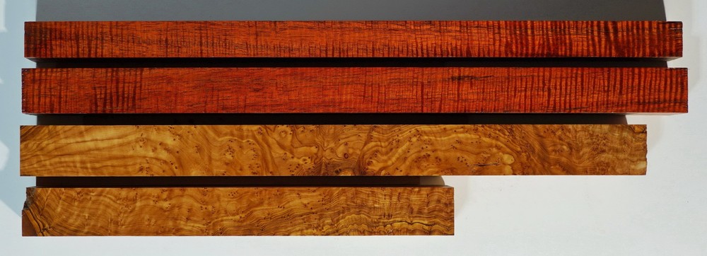 Premium Stabilized Fiddleback Koa and Olive Burl Turning Squares KCOB1 1 thru 4