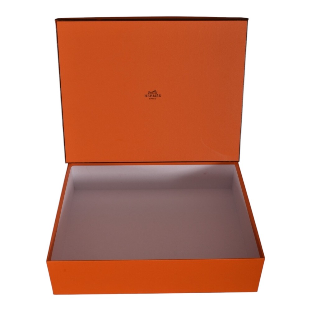 HERMÈS Authentic Empty Gift Box ONLY LOGO Ribbon Container Orange 8.75" X 10.75"