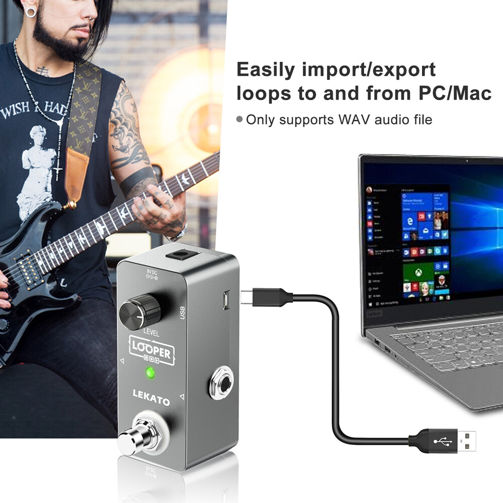 LEKATO Looper Guitar Effect Pedal Single Loop 5 mins Recording + USB Cable