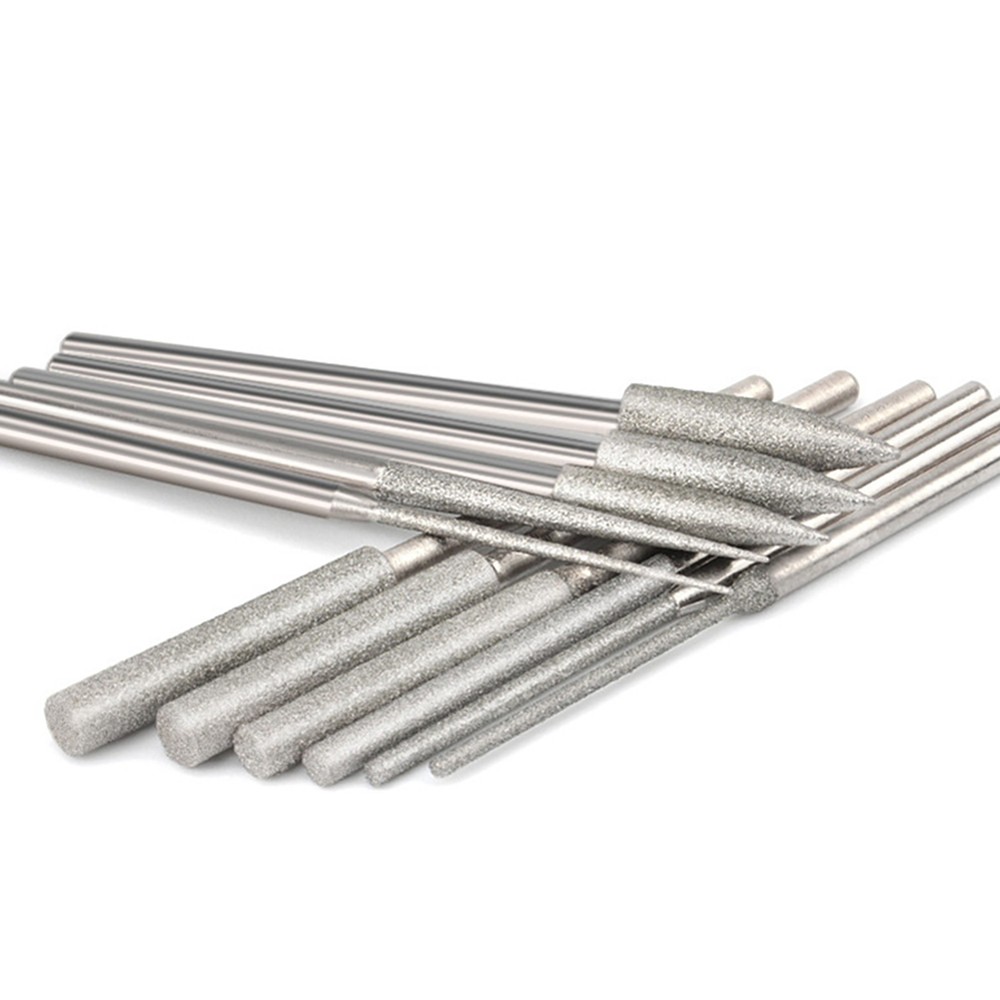 11PCS/Set 1/8" Shank Diamond Burr Bits Grinding Rotary Tools Accessories