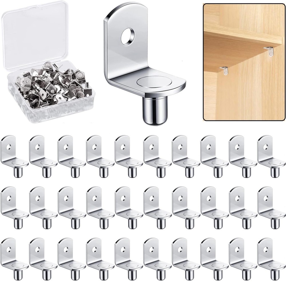 5mm Shelf Support Peg，Support Cabinet Pins，Shelf Bracket 30PCS, Silver