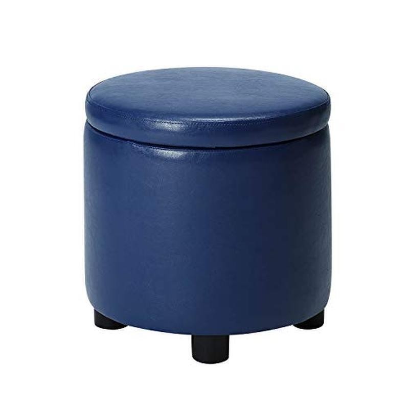 Round Ottoman Storage Multi Functional Tray Lid Upholstered Foam Cushioned New