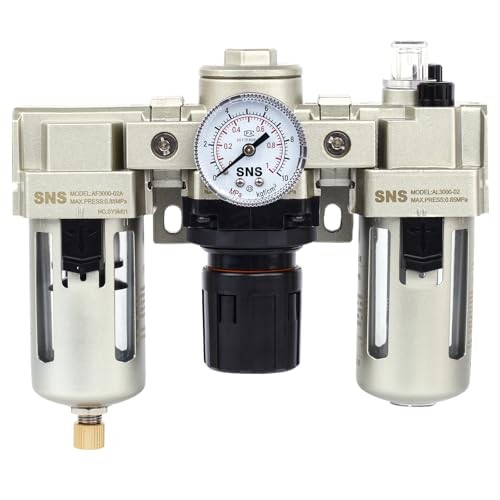 1/4" NPT Compressed Air Filter Regulator Lubricator Three Units AC3000-N02