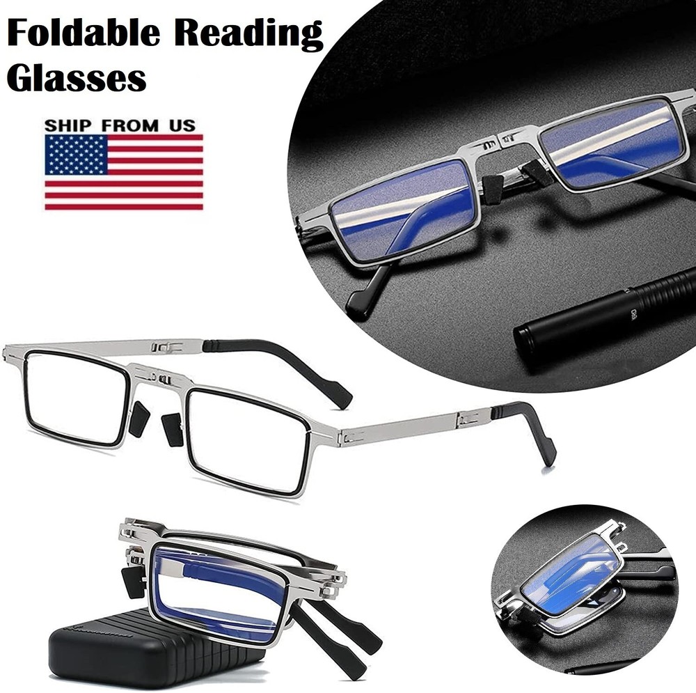 Foldable Reading Glasses Ultra Light Titanium Material Screwless Anti-Blue Light