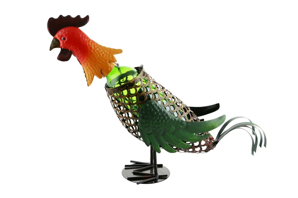 Multicolor Rooster Metal Wine Bottle Holder