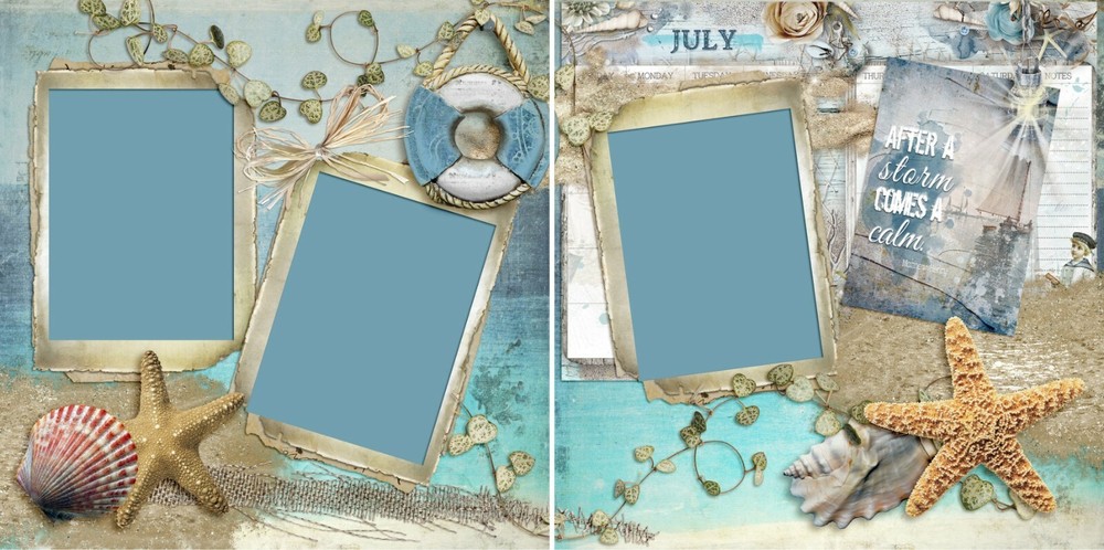 July - 2 Premade Scrapbook Pages - EZ Layout 4834