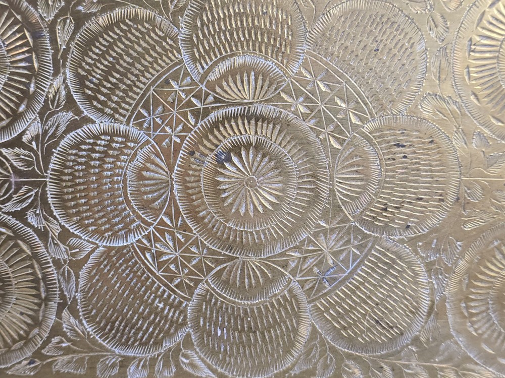 Small/Medium Vintage Brass Indian Serving Tray 12¼" X 8¼"