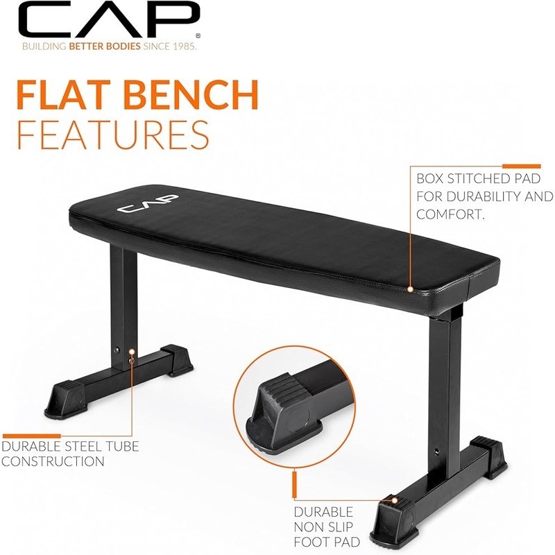 Flat Weight Bench Home Gym Strength Training Resistance Workouts