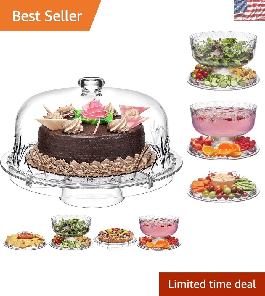 Multi-Purpose Shatterproof Acrylic Cake Stand & Dome - Perfect for Entertaining