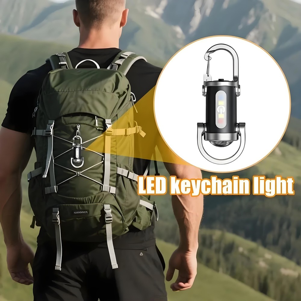 2PCS Portable Rechargeable Bright Keychain Flashlight Charger,Emboadlie Mode AE