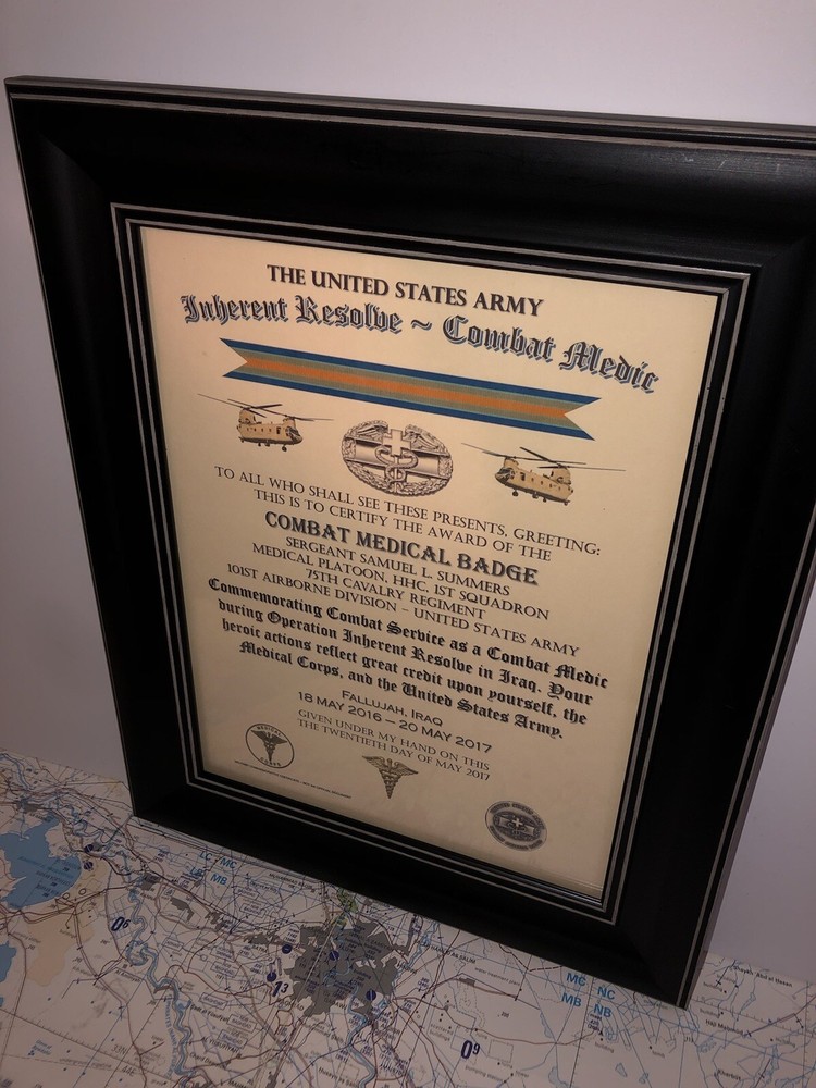 COMBAT MEDIC / CMB - INHERENT RESOLVE (COMMEMORATIVE ISSUE CERTIFICATE)
