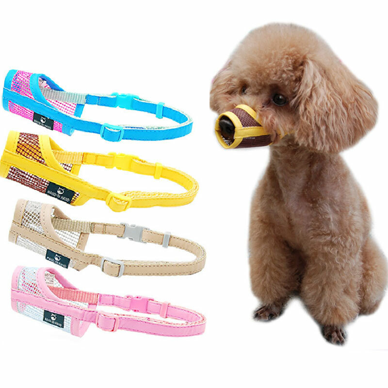 For Small Puppy Dog Muzzle Medium/Large Leatherette Nylon Mesh Muzzle Pet Muzzl≠