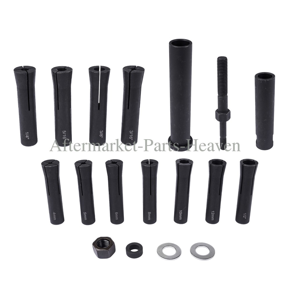 18pcs In-Line Dowel Pin Puller Master Set Includes Both SAE and Metric Collets