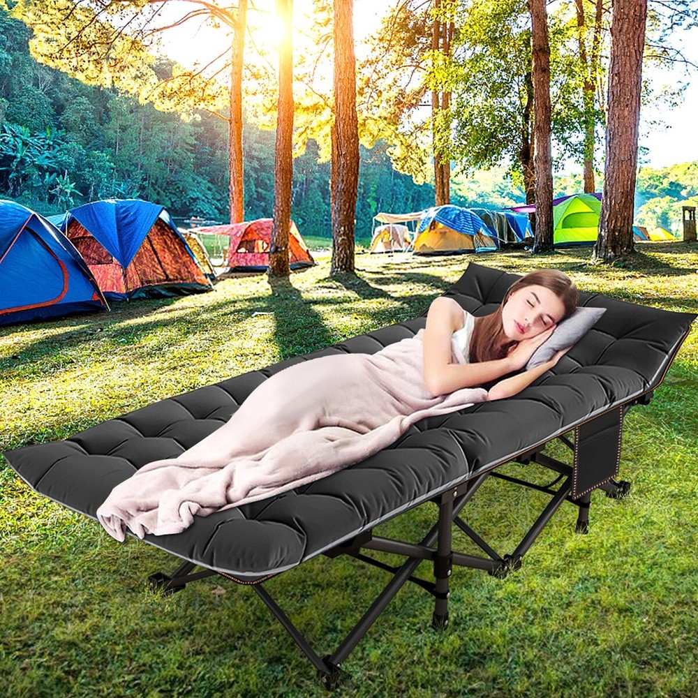 Adjustable 4-Position Patio Lounge Cots Folding Camping Cot Guest Sleeping Bed