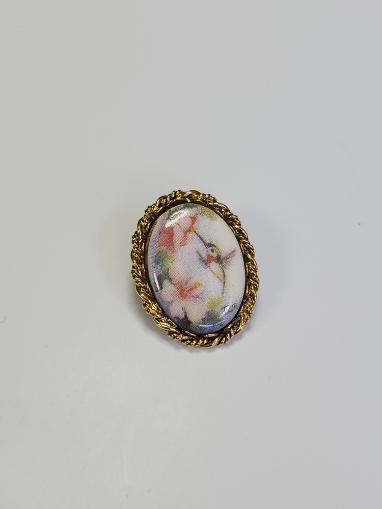 Hummingbird On Ceramic Lapel Pin Also A Pendant