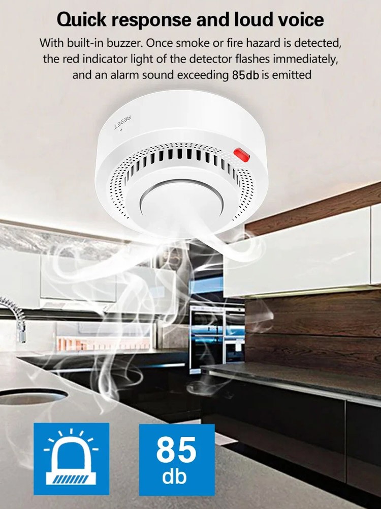 Tuya Smart WiFi Smoke Sensor Fire Protection 85dB Sound Security System Control
