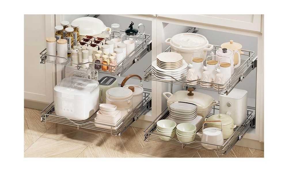 DINDON Pull Out Cabinet Organizer (14" W X 21" D), Cabinet Pull Out Shelves, ...