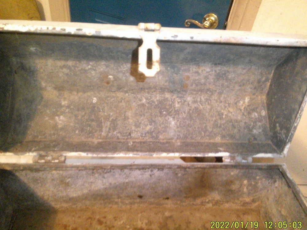 OLD ALL METAL ARCH SHAPE CARRY TOOL BOX WEATHERED